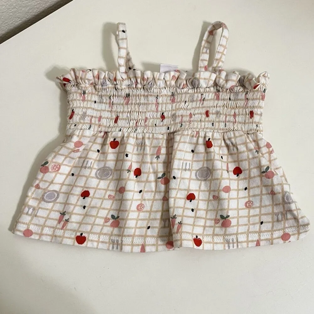Nordstrom Baby Smocked Tank and Bloomers 2-Pc Set Picnic Fruit Girls SZ 3 Months